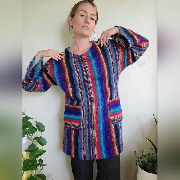 The Technicolor Dream Vintage 1970s Tunic Sweater M - Picture 2 of 16